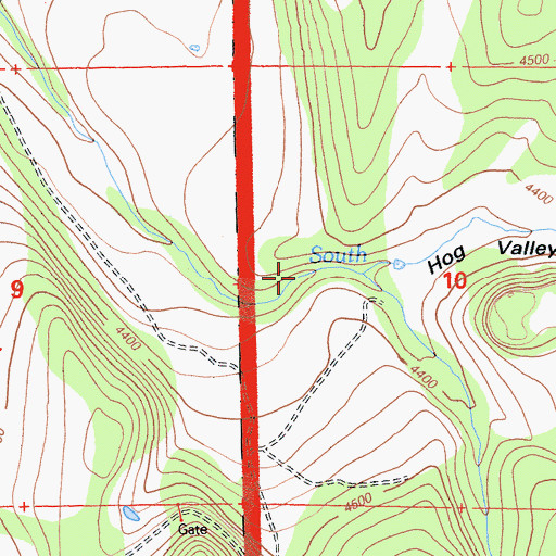 Topographic Map of Hog Valley, CA