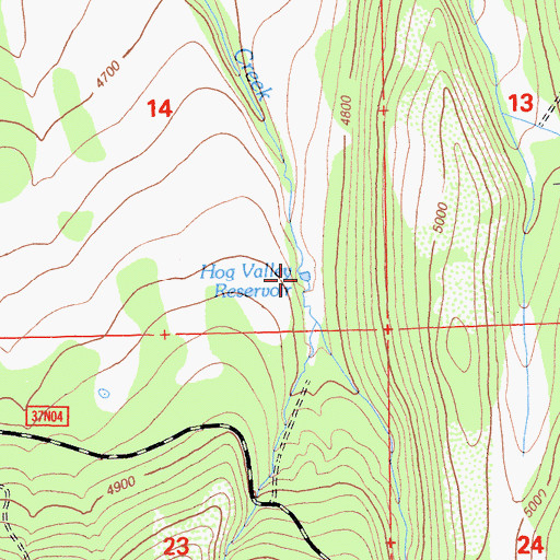 Topographic Map of Hog Valley Reservoir, CA