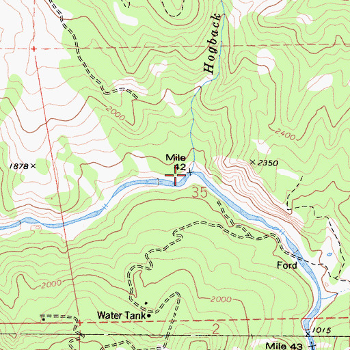 Topographic Map of Hogback Creek, CA