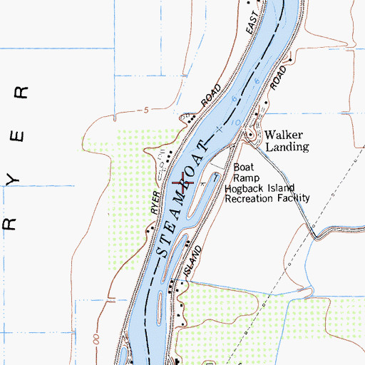 Topographic Map of Hogback Island Recreation Facility, CA