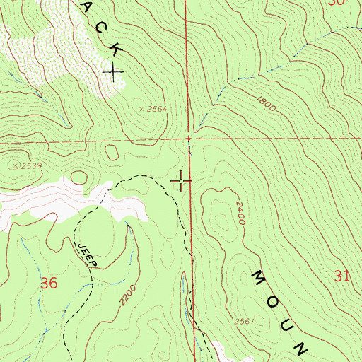 Topographic Map of Hogback Mountain, CA