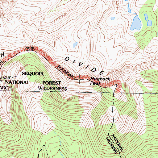 Topographic Map of Hogback Peak, CA