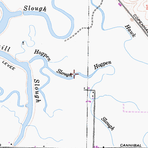 Topographic Map of Hogpen Slough, CA