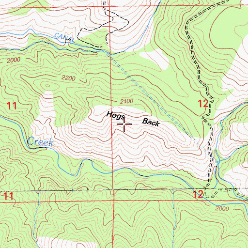 Topographic Map of Hogs Back, CA