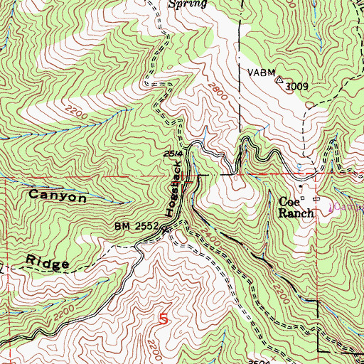 Topographic Map of Hogsback, CA