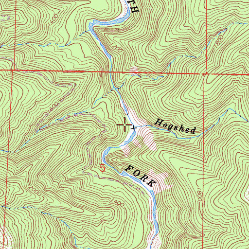 Topographic Map of Hogshed Creek, CA