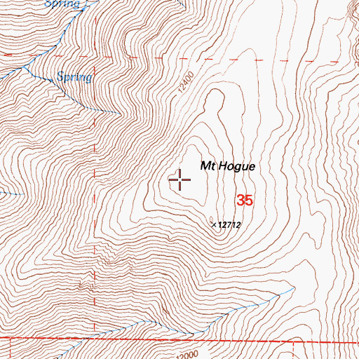 Topographic Map of Mount Hogue, CA