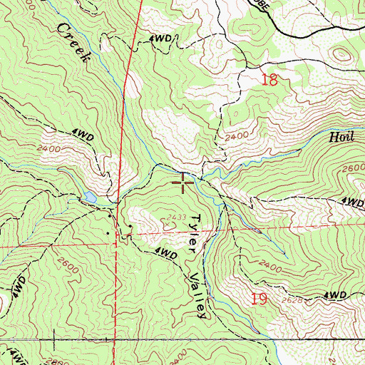Topographic Map of Hoil Creek, CA