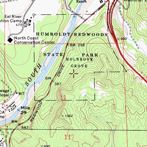 Topographic Map of Holbrook Grove, CA