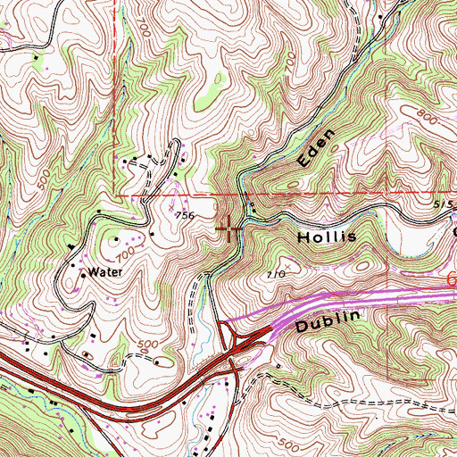 Topographic Map of Hollis Canyon, CA