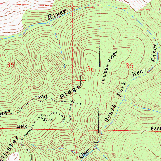 Topographic Map of Hollister Ridge, CA