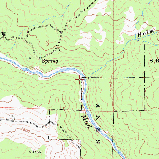 Topographic Map of Holm Creek, CA