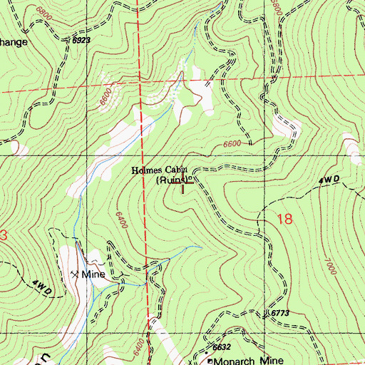 Topographic Map of Holmes Cabin, CA
