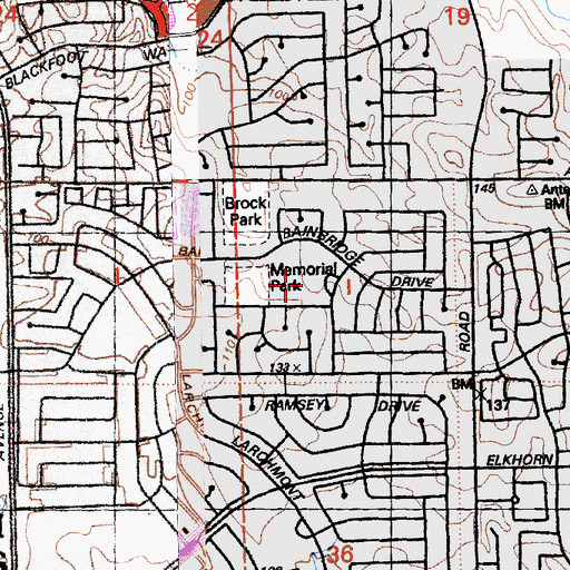 Topographic Map of Oliver Wendell Holmes Elementary School, CA