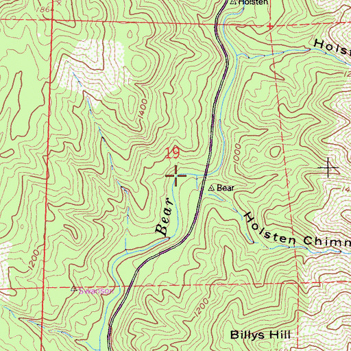 Topographic Map of Holsten Chimney Canyon, CA