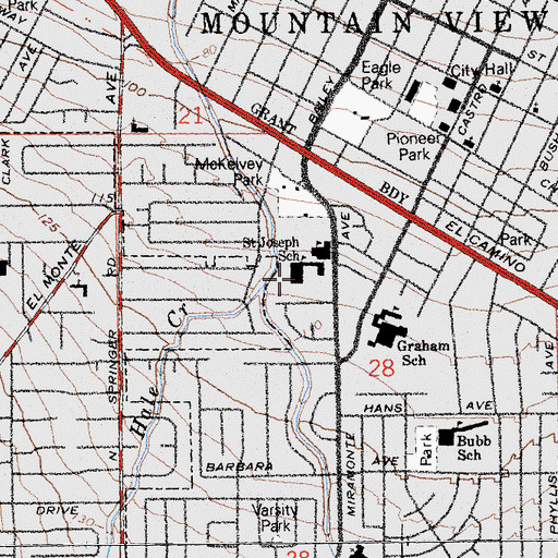 Topographic Map of Southbay Christian School, CA