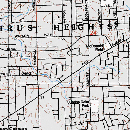 Topographic Map of Holy Family Elementary School, CA