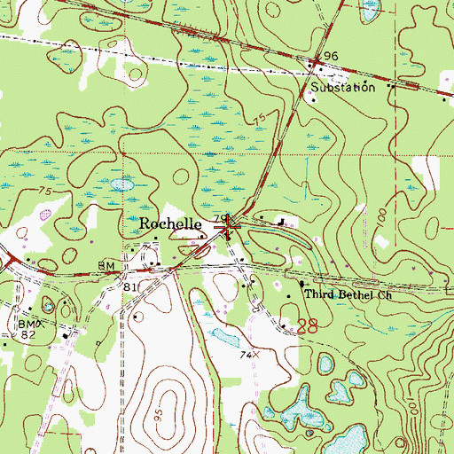 Topographic Map of Hall Chapel United Methodist Church, FL
