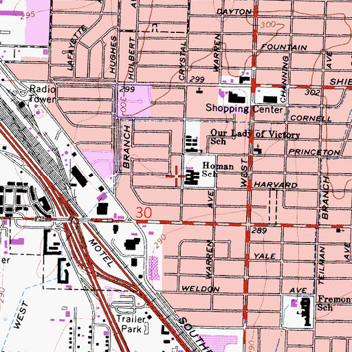 Topographic Map of Homan Elementary School, CA