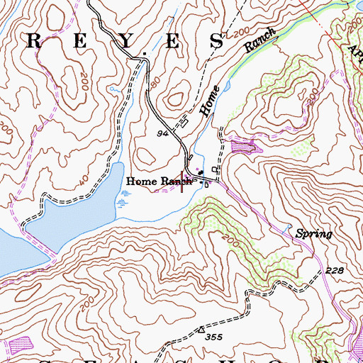 Topographic Map of Home Ranch, CA