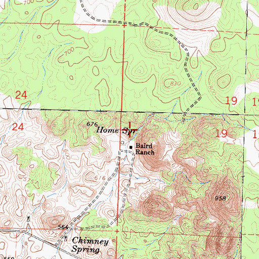 Topographic Map of Home Spring, CA
