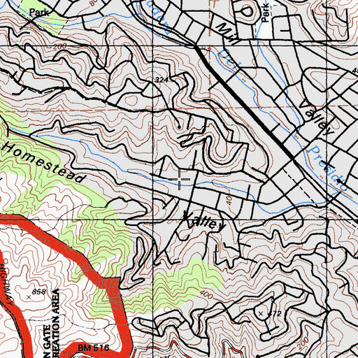 Topographic Map of Homestead School, CA