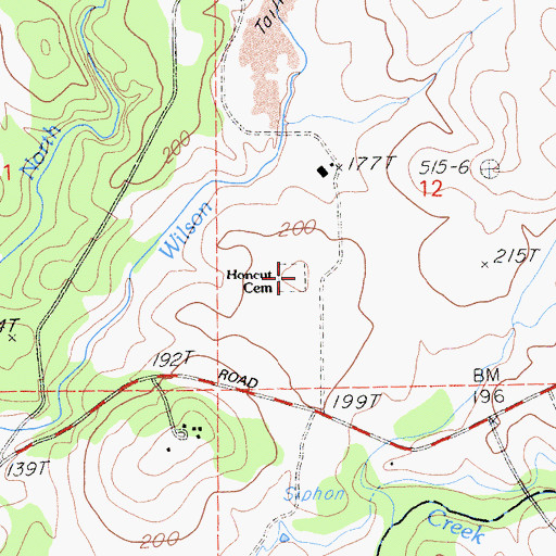 Topographic Map of Honcut Cemetery, CA