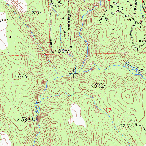 Topographic Map of Rocky Honcut Creek, CA