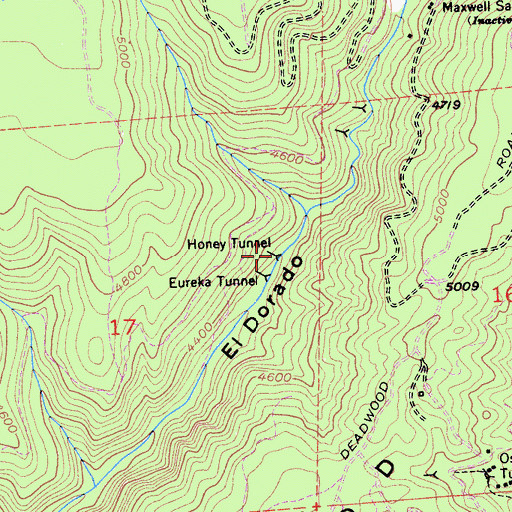 Topographic Map of Honey Tunnel, CA