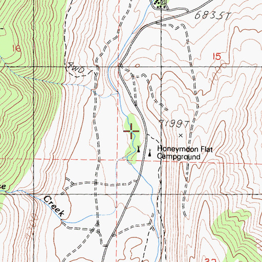 Topographic Map of Honeymoon Flat Campground, CA