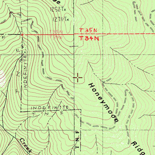 Topographic Map of Honeymoon Ridge, CA