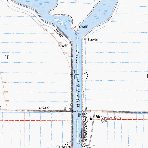 Topographic Map of Honker Cut, CA