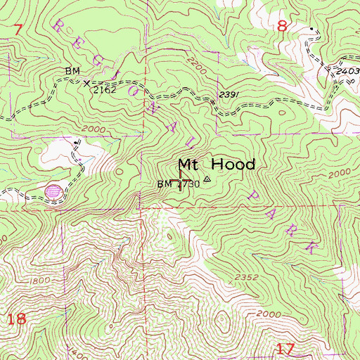 Topographic Map of Mount Hood, CA
