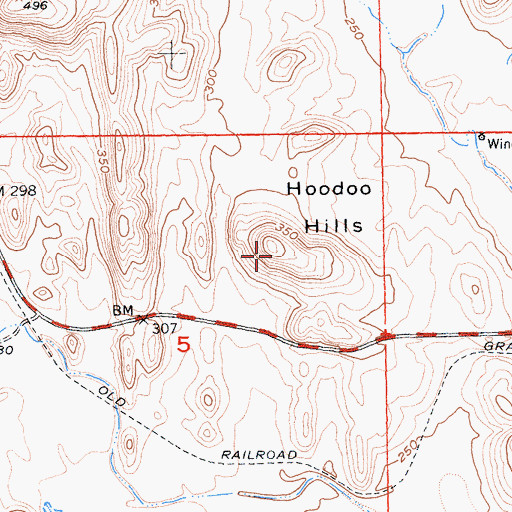 Topographic Map of Hoodoo Hills, CA
