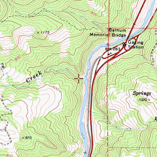 Topographic Map of Hooker Creek, CA