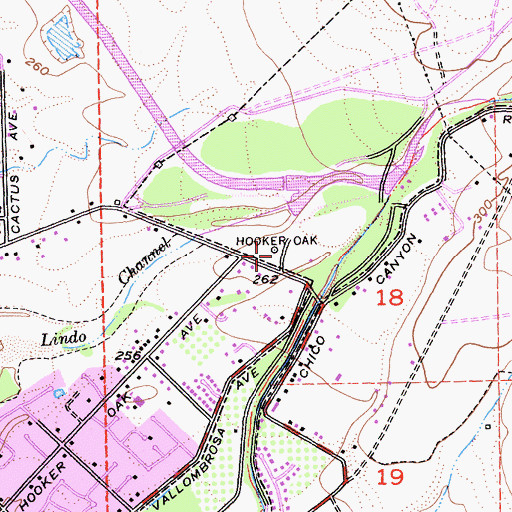 Topographic Map of Hooker Oak, CA