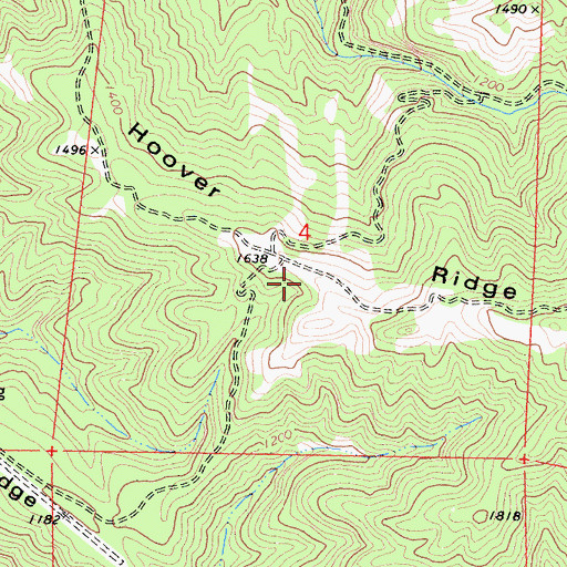Topographic Map of Hoover Ridge, CA