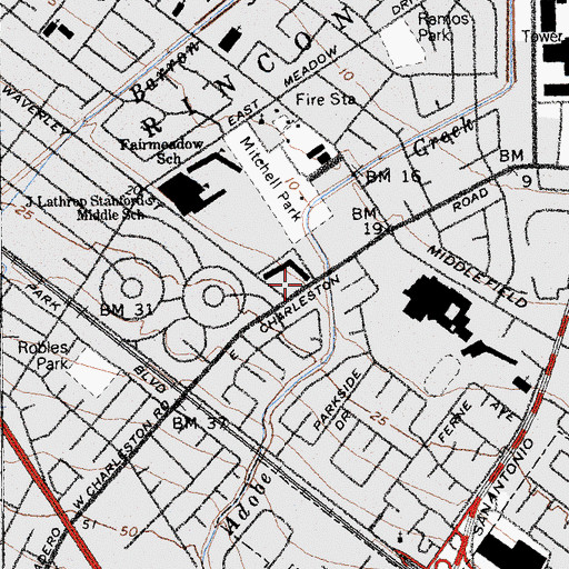 Topographic Map of Herbert Hoover Elementary School, CA