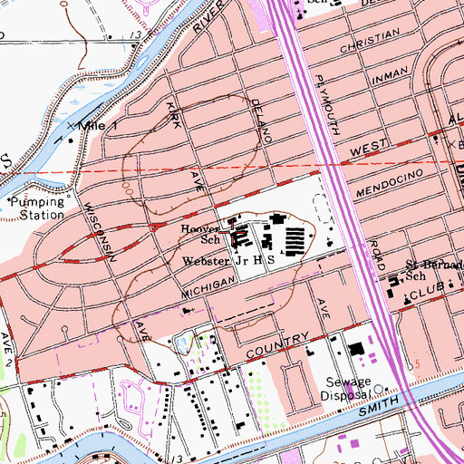 Topographic Map of Hoover Elementary School, CA