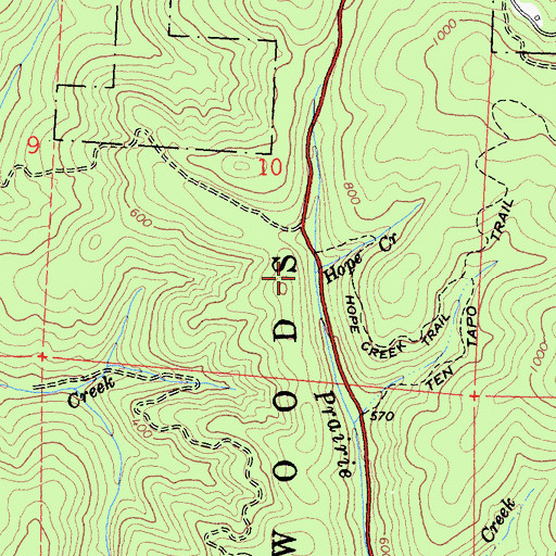 Topographic Map of Hope Creek, CA