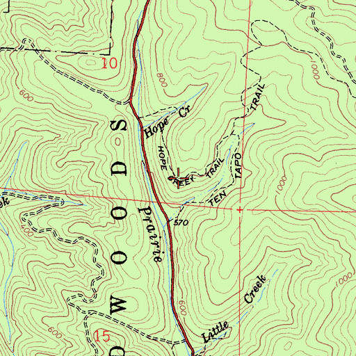 Topographic Map of Hope Creek Trail, CA