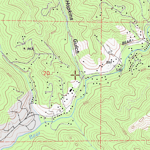 Topographic Map of Hopkins Gulch, CA