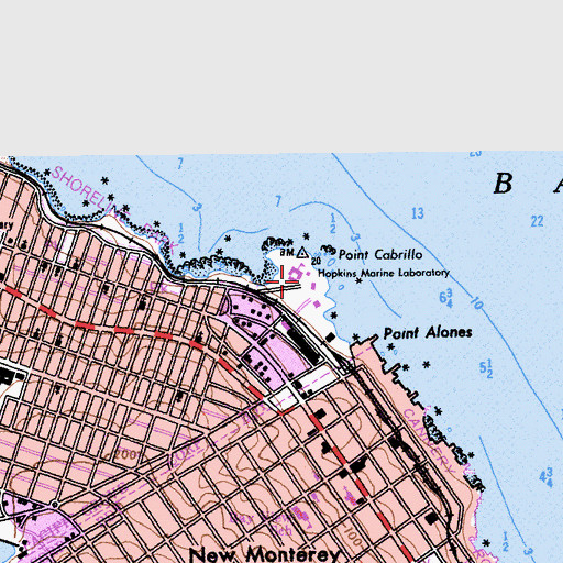 Topographic Map of Hopkins Marine Laboratory, CA