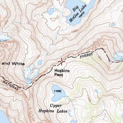 Topographic Map of Hopkins Pass, CA