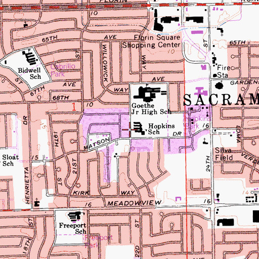 Topographic Map of Mark Hopkins Elementary School, CA