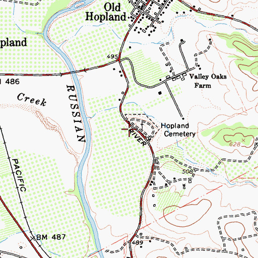 Topographic Map of Hopland Cemetery, CA