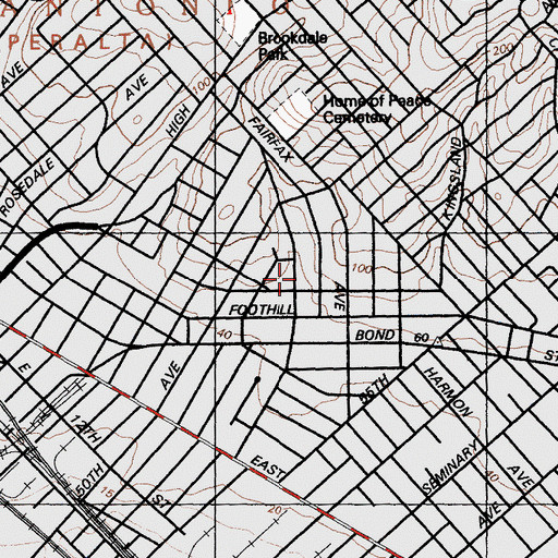 Topographic Map of Horace Mann Elementary School, CA