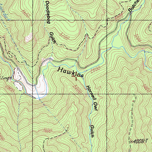 Topographic Map of Horned Owl Gulch, CA