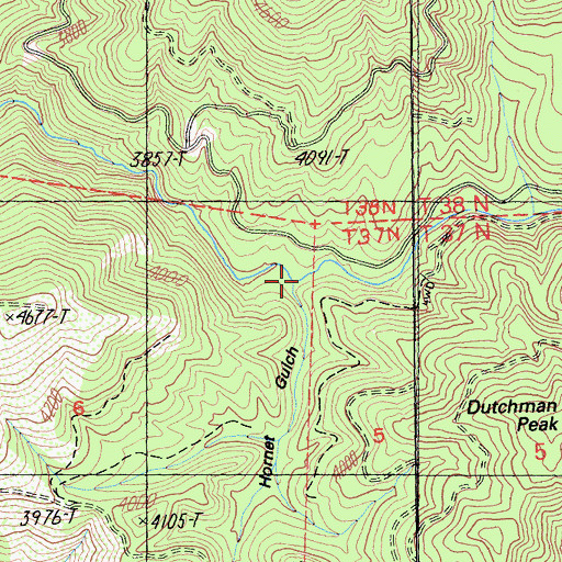 Topographic Map of Hornet Gulch, CA