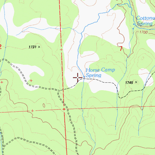 Topographic Map of Horse Camp Spring, CA